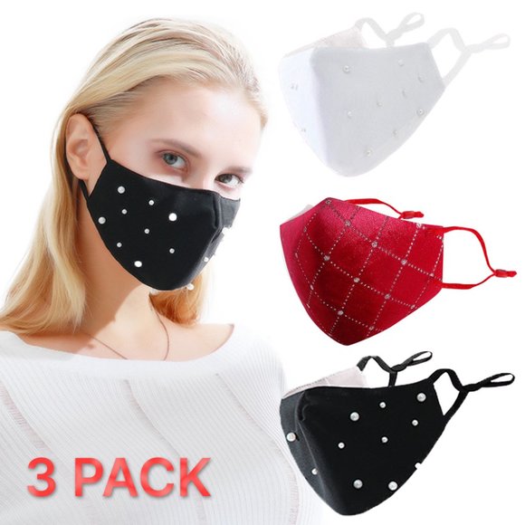 Pearl Baby Accessories - 3 Pack Classic Pearl and Velvet Mask